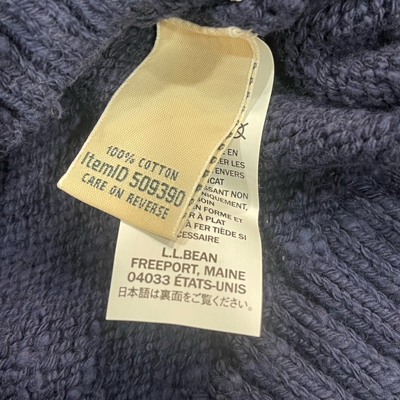 LL Bean 100% Cotton Navy Fair Isle Pattern Sweater Medium Womens Crewnec - Picture 7 of 8